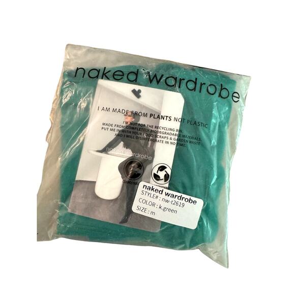 NWT NAKED WARDROBE Smooth Side One Shoulder Emerald Green Crop Top M Athleisure - Picture 2 of 6